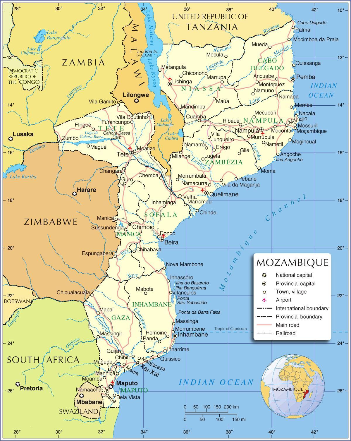 Moçambique floder karta