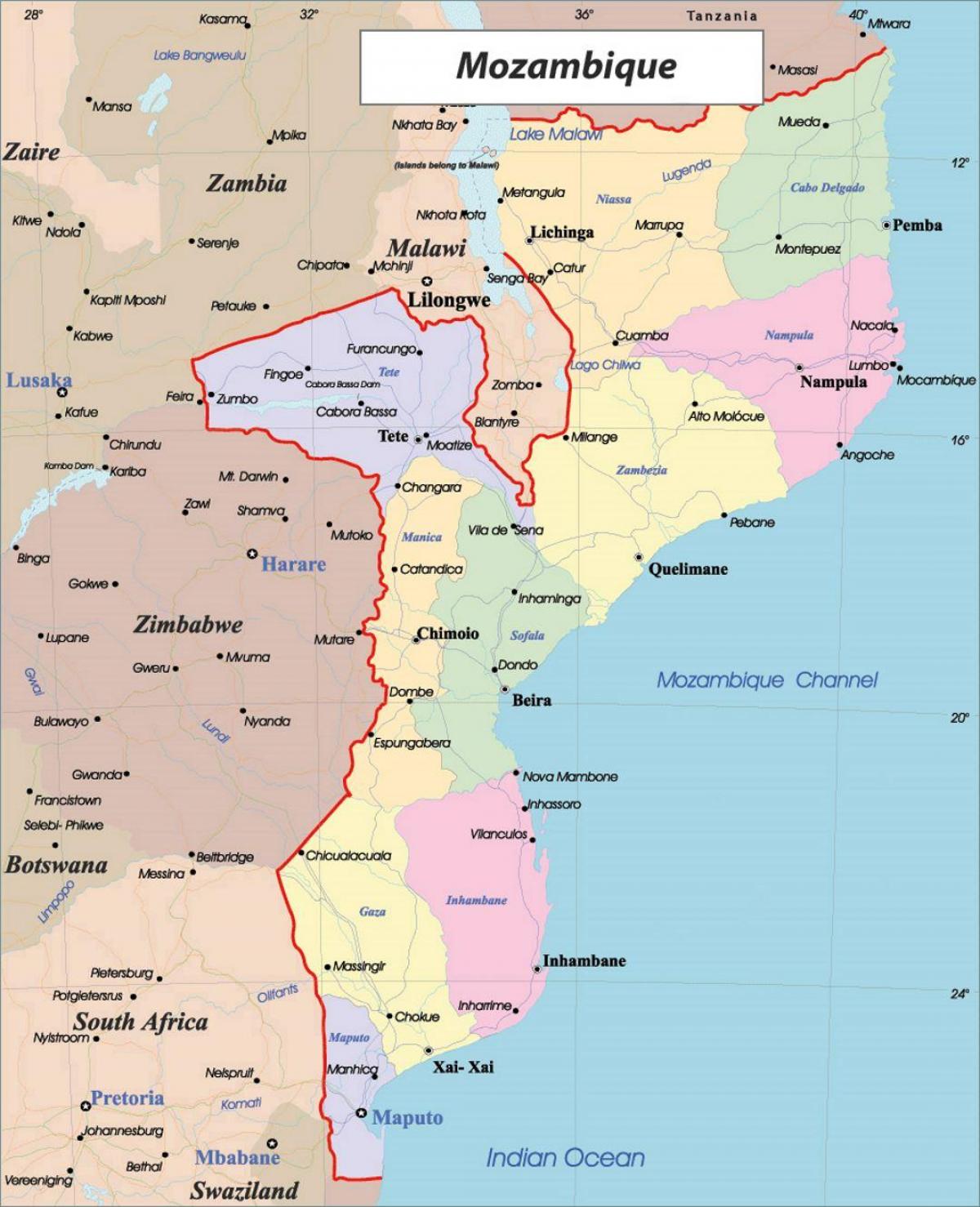 Moçambique politiska karta