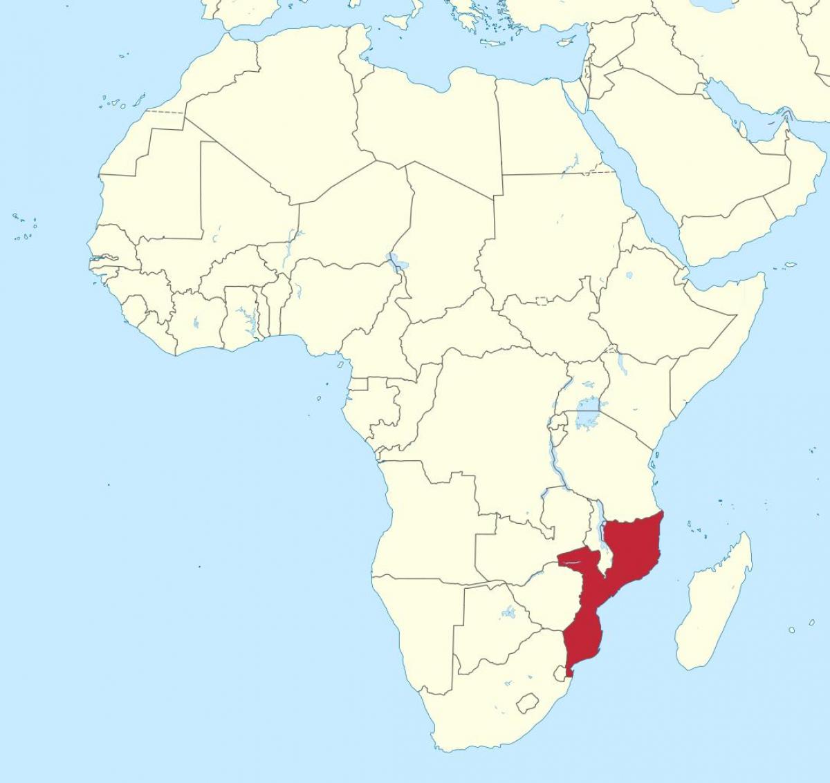 karta över Moçambique i afrika