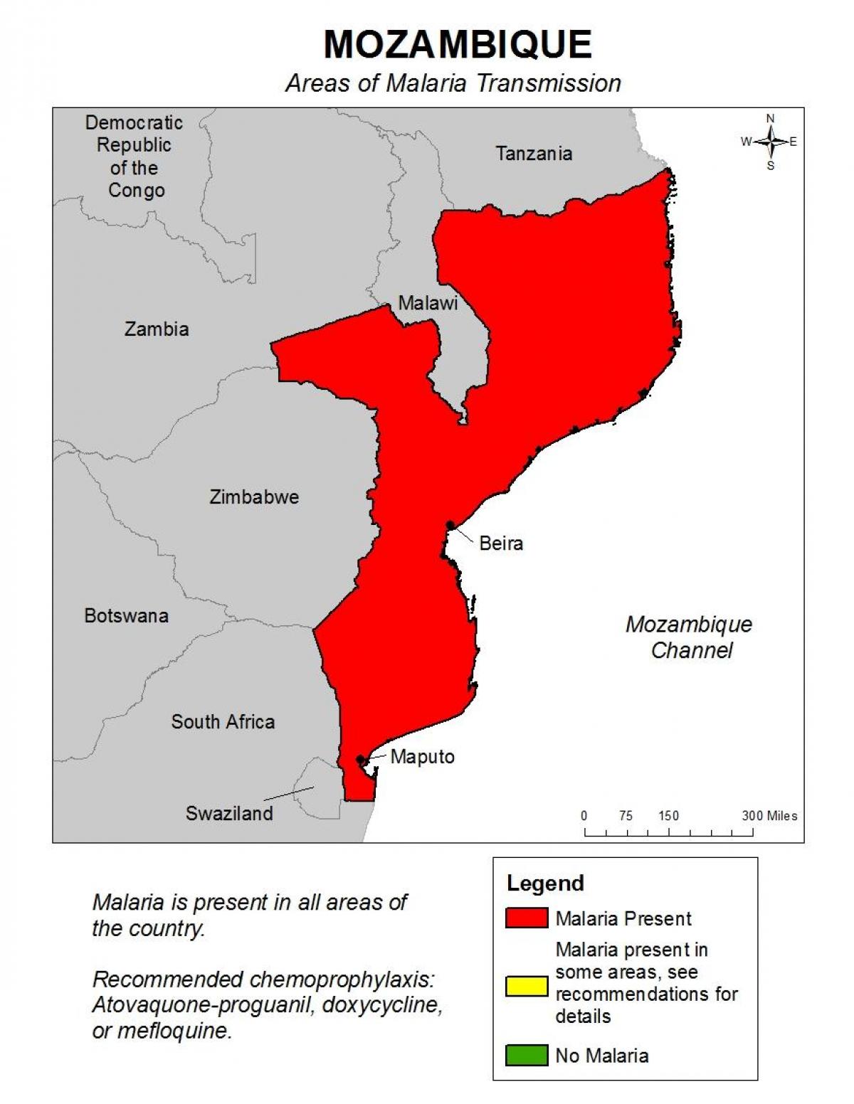 karta över Moçambique malaria