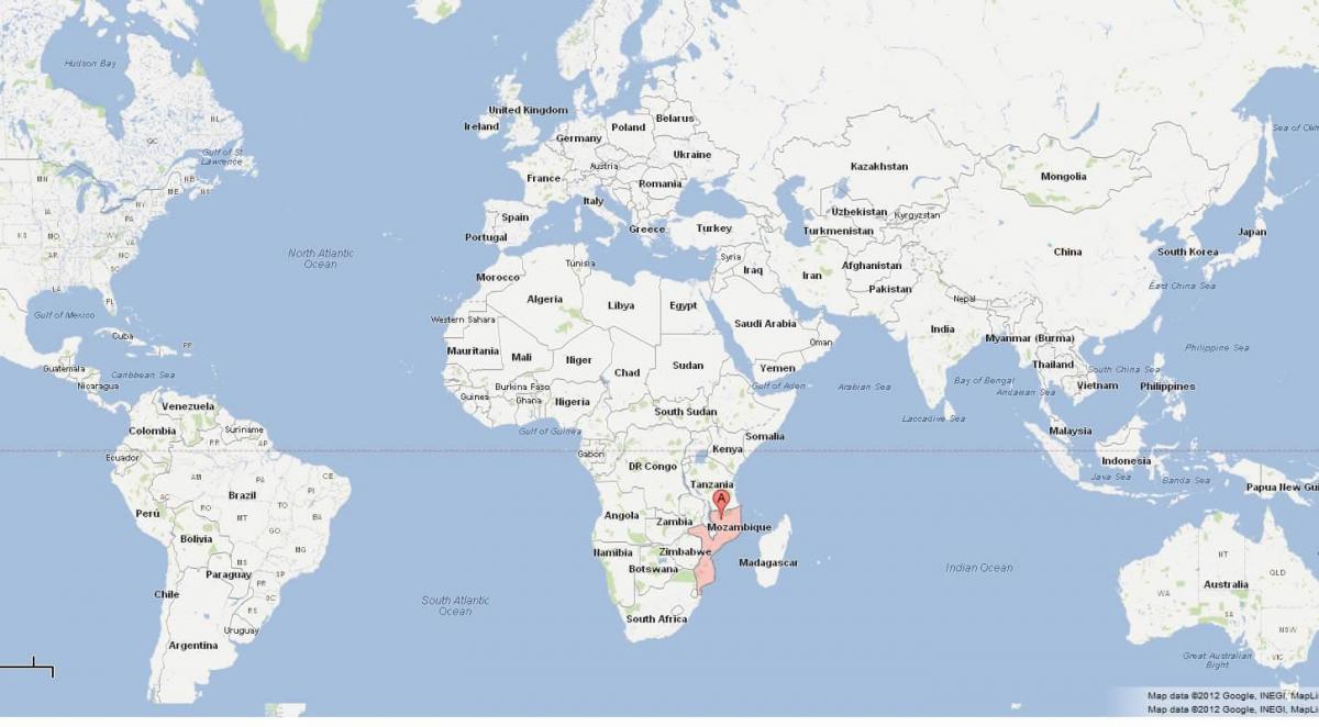 Moçambique på en världskarta